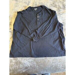 Duluth Trading Mens Blue 1/4 Button Pullover Longtail T Long Sleeve Pocket 4XL